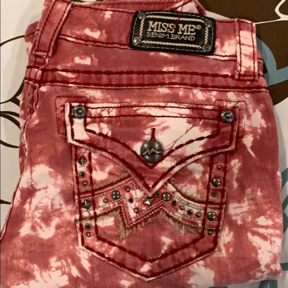 Miss me fun tie dye red jeans
